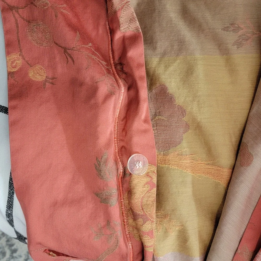 Sferra King Duvet Set 3 piece Terracotta Floral Egyptian Cotton‎ Jacquard Italy